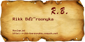 Rikk Bársonyka névjegykártya